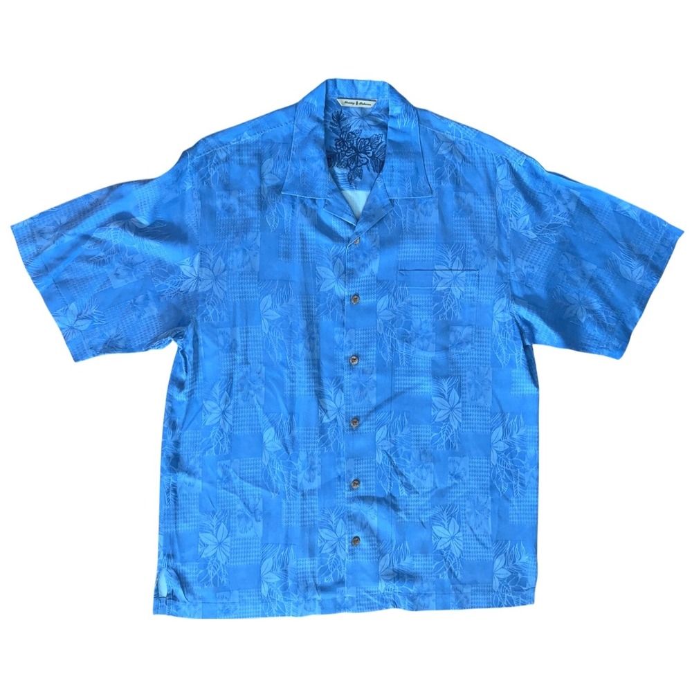 Tommy Bahama‎ 100% Silk Floral Hawaiian short sleeve button down shirt SZ: Large